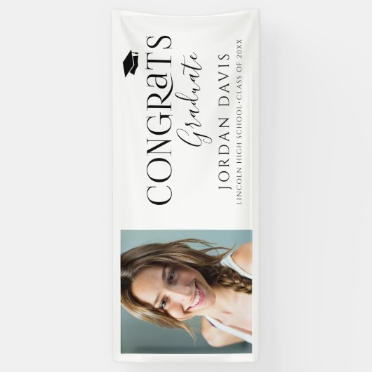 Banderoles Typographie Noire Moderne Photo Party (Vertical)