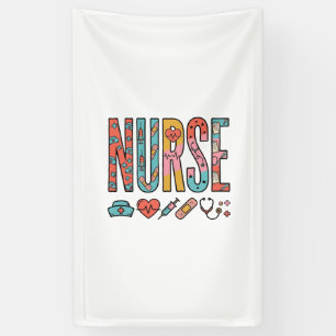 Banderoles Typographie vintage d'infirmière icône médicale co