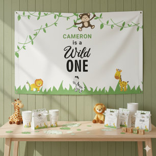 Banderoles Un Anniversaire sauvage Safari Jungle Animaux