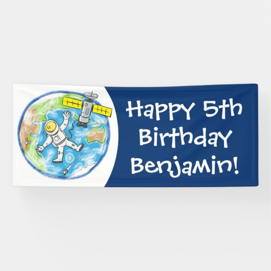 Banderoles Un astronaute amusant dans l'espace et la bande de (Horizontal)