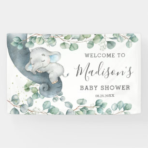 Banderoles Un Baby shower éléphant de verdure rustique Bienve