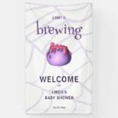 Banderoles Un bébé brasse une sorcière Baby shower d'Hallowee (Vertical)