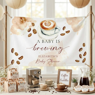 Banderoles Un bébé prépare un café Baby Shower Latte Bienvenu