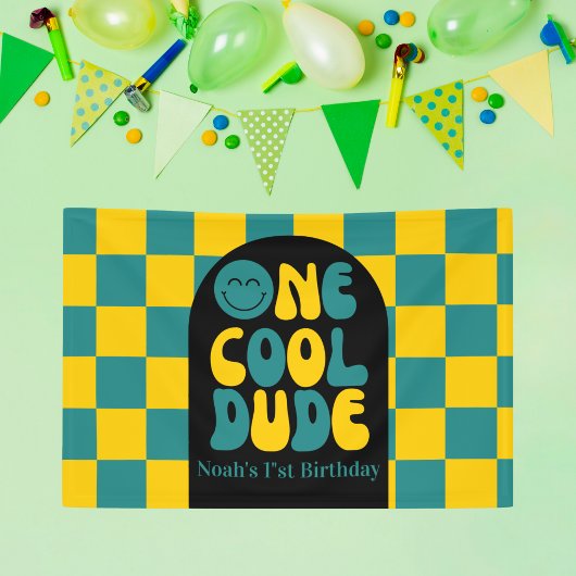 Banderoles Un Cool Dude Emoji 1er Anniversaire Décoration