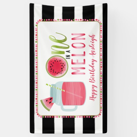 Banderoles Un dans anniversaire de pastèque de melon un (Vertical)