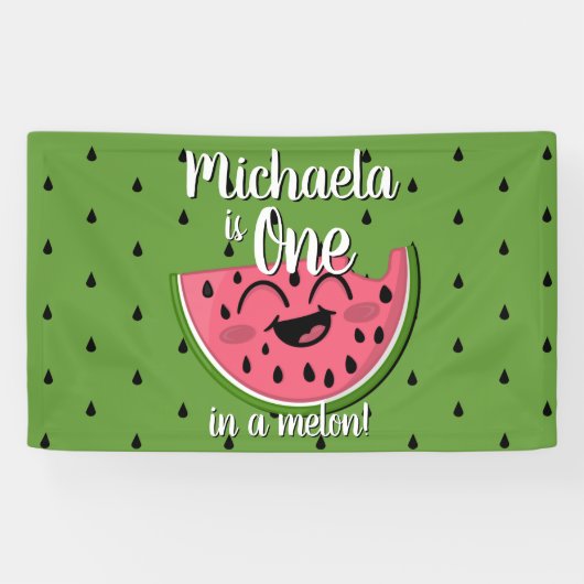 Banderoles Un dans un Melon Cute Watermelon Green Anniversair (Horizontal)