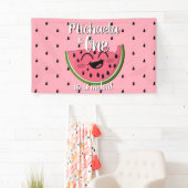Banderoles Un dans un Melon Cute Watermelon rose Anniversaire (En situation)