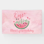 Banderoles Un dans une pastèque Melon aquarelle 1er anniversa (Horizontal)