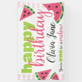 Banderoles Un dans une pastèque Melon Joyeux Anniversaire Cus (Vertical)