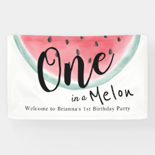 Banderoles Un dans une pastèque Melon Watercolor 1er annivers