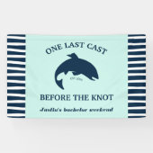 Banderoles Un dernier lancer Pêche Bachelor Navy Nautical (Horizontal)