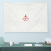 Banderoles un design de fleur rouge sur un arrière - plan bla (Salon professionnel)