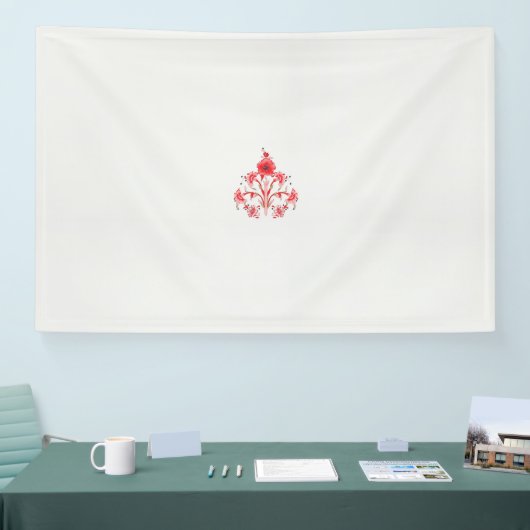 Banderoles un design de fleur rouge sur un arrière - plan bla (Salon professionnel)