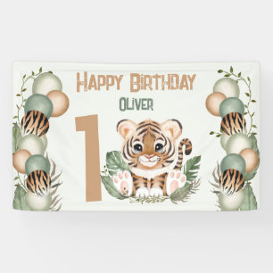 Banderoles Un garçon sauvage de tigre mignonne 1er anniversai