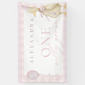 Banderoles Un joyeux anniversaire pour une fille au gingham r (Vertical)