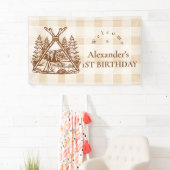 Banderoles Un joyeux Camper Mountain Forest 1er anniversaire (En situation)