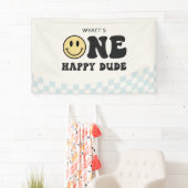 Banderoles Un joyeux Mec Sourire Visage premier anniversaire (En situation)