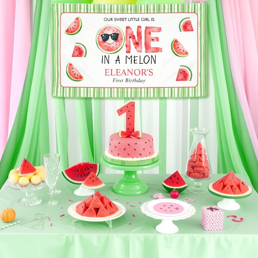 Banderoles Un melon pour un an fête d'anniversaire pastèque