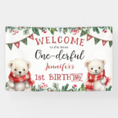 Banderoles UN | Mignonne Ours Noël 1er fête d'anniversaire (Horizontal)
