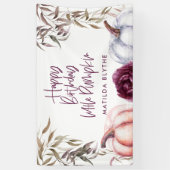 Banderoles Un petit anniversaire d'automne fleuri violet citr (Vertical)