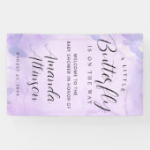 Banderoles Un petit Baby shower pourpre à papillon (Horizontal)