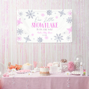 Banderoles Un petit Baby shower rose hivernal