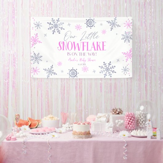 Banderoles Un petit Baby shower rose hivernal (Fête)