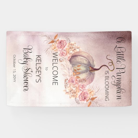 Banderoles Un Petit Citrouille Fleurit Baby shower Rose (Horizontal)