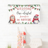 Banderoles UN | Pingouin Noël 1er fête d'anniversaire (En situation)