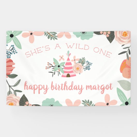 Banderoles Un sauvage | Boho Camping Thème Première fête d'an (Horizontal)