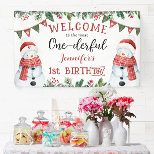 Banderoles UN Snowman Noël 1er fête d'anniversaire