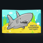 Banderoles Under the Sea Kids Shark Birthday Party<br><div class="desc">Banderole mignonne pour une soirée à thème requin. Customisez-le avec le nom de votre enfant.</div>