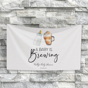 Banderoles Une Baby Shower Bouteille Café Verre Un Bébé Est E