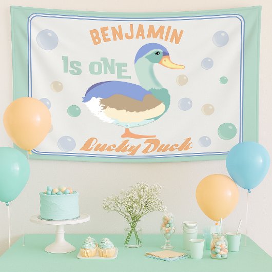 Banderoles Une Canard Chanceux & Bulles Premier Anniversaire