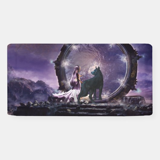 Banderoles Une fée et un loup sombre (Horizontal)