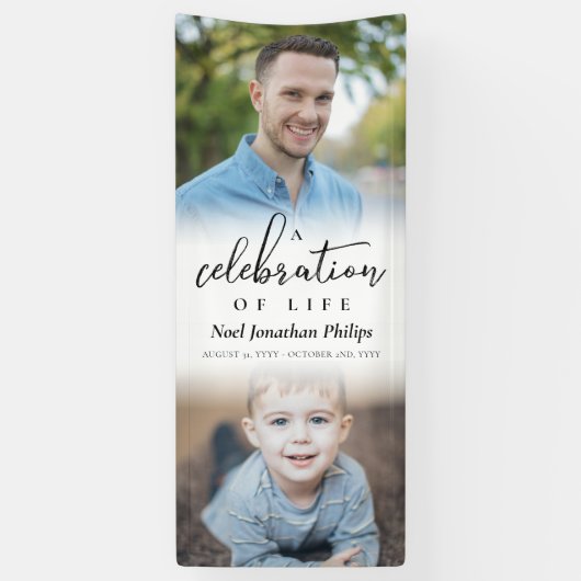 Banderoles Une fête de la vie Deux photos (Vertical)