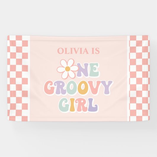 Banderoles Une fille Super Pink Daisy Checker (Horizontal)