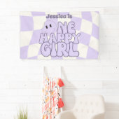 Banderoles Une joyeuse Fille Retro Rose 1'st Anniversaire (En situation)