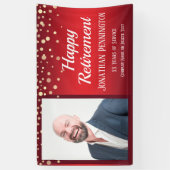 Banderoles Une joyeuse retraite rouge avec une photo de Confe (Vertical)