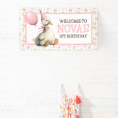 Banderoles Une Oie Idiote Personnalisé Rose 1er Anniversaire (Insitu)