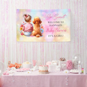 Banderoles Une petite fille et son Baby shower de chien Perso