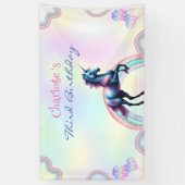 Banderoles Une Unicorne Magique Arc-en-ciel Joyeuse fête d'an (Vertical)