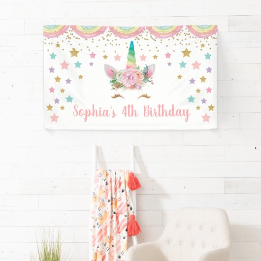 Banderoles Unicorn Birthday Banner Personalized name (En situation)