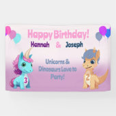 Banderoles Unicorn et Dinosaur Kids Party (Horizontal)