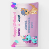 Banderoles Unicorn et Dinosaur Kids Party (Verticale)