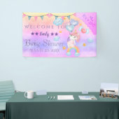 Banderoles Unicorne Rose Cute Avec Ballons Coeurs (Salon professionnel)