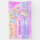 Banderoles Unicorne Rose Cute Avec Ballons Coeurs (Vertical)