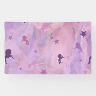 Banderoles unicorne rose et violet et design d'étoiles - fill