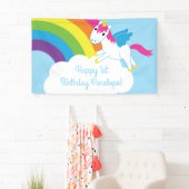 Banderoles Unicorns & Rainbows Mignonne 1er anniversaire Thèm (En situation)