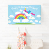 Banderoles Unicorns & Rainbows Mignonne 1er anniversaire Thèm (En situation)